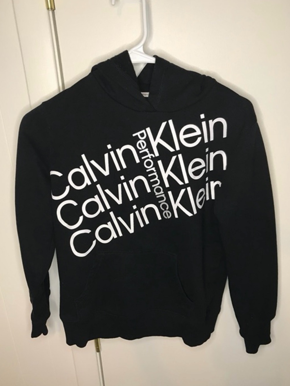 Calvin Klein Performance Black Hoodie with White Logo Print